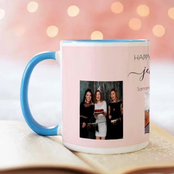 Birthday Photo Blush Pink Customized Photo Printed Coffee Mug