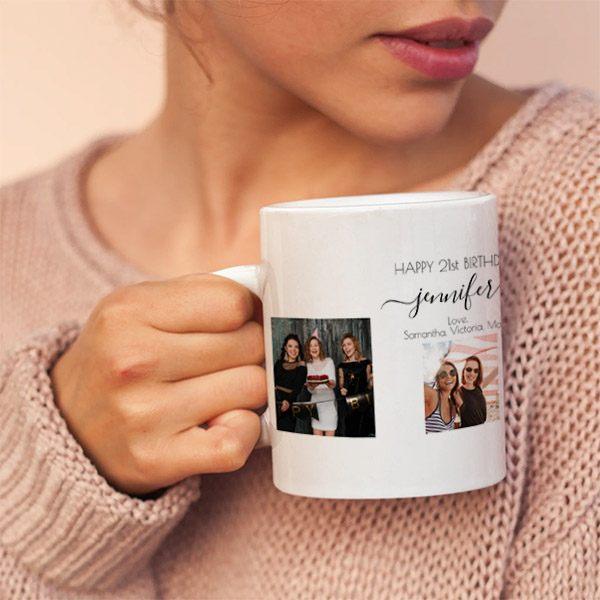 Birthday Friends Black White Photo Name Customized Photo Printed Coffee Mug