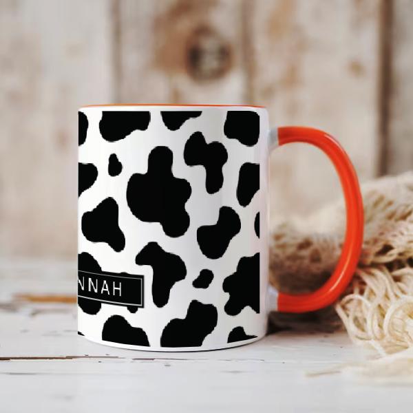Cow Print Black White Animal Pattern Customized Photo Printed Coffee Mug