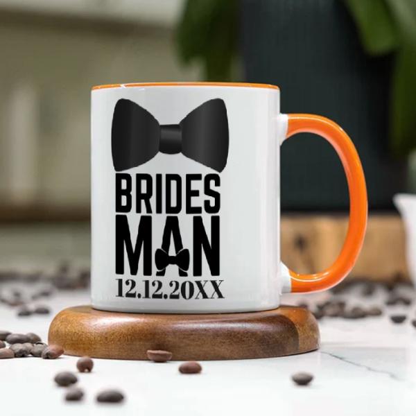 Bridesman Bow Tie Wedding Customized Photo Printed Coffee Mug