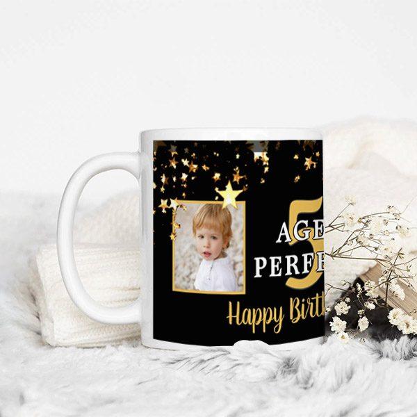 Birthday Aged To Perfection Black Gold Stars Customized Photo Printed Coffee Mug