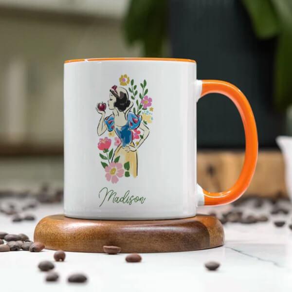 Beautiful Snow White Floral Customized Photo Printed Coffee Mug