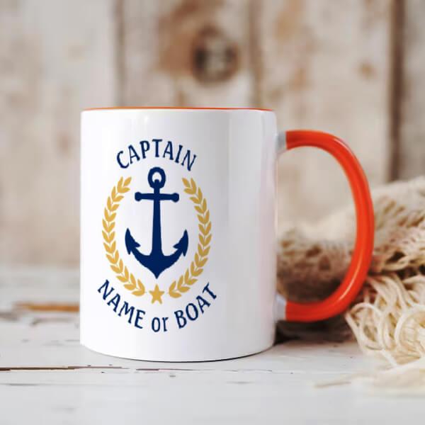 Captain Boat Anchor Gold Customized Photo Printed Coffee Mug