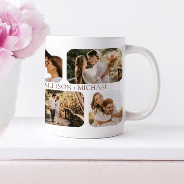 Simple Minimalist Couples Picture Collag Customized Photo Printed Coffee Mug