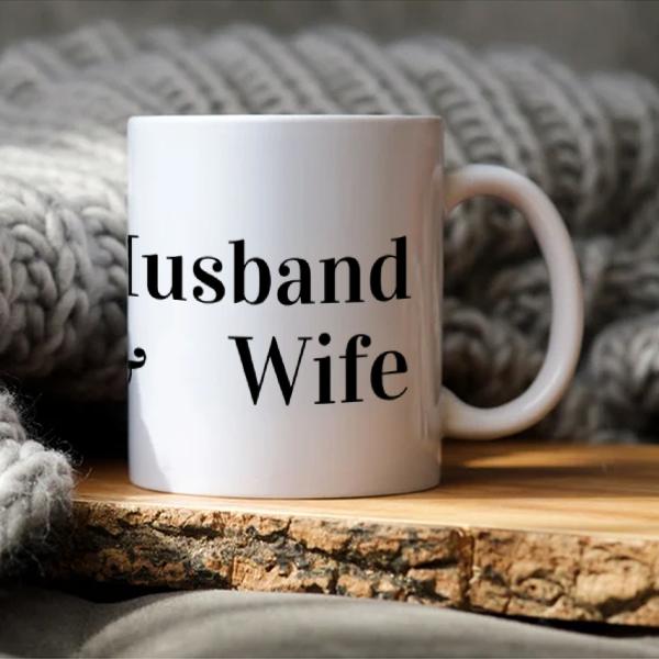 Husband and Wife Typography Customized Photo Printed Coffee Mug