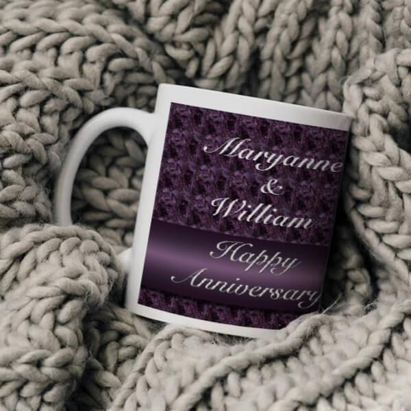 Elegant Anniversary White Roses Customized Photo Printed Coffee Mug