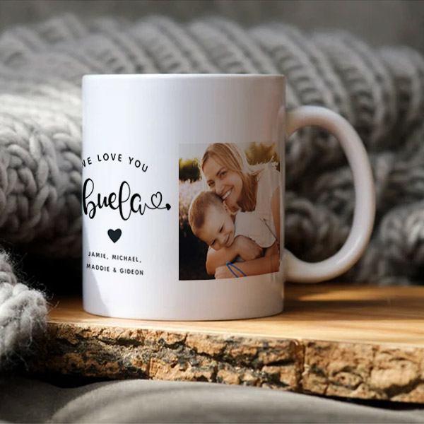 Love you with Hearts Custom Two Photo Customized Photo Printed Coffee Mug