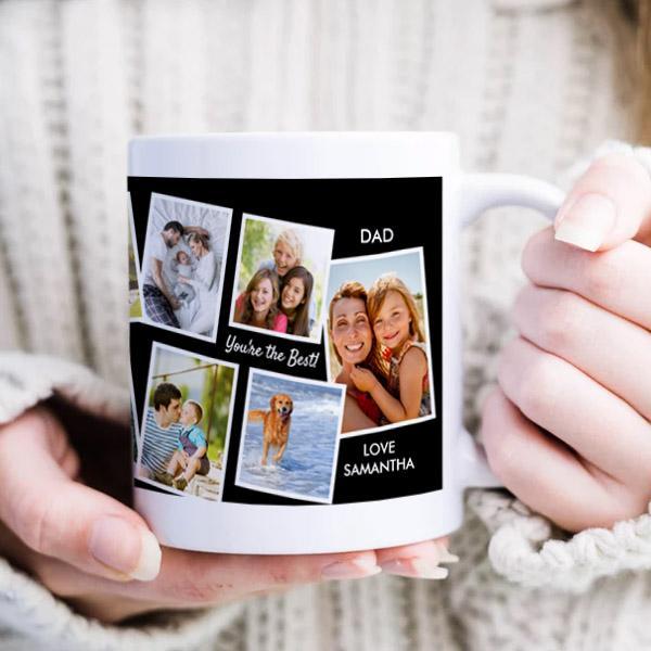 10 Photo Collage Black and White Customized Photo Printed Coffee Mug