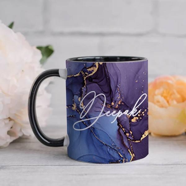 Purple Gold Marble Design with Name Customized Photo Printed Coffee Mug