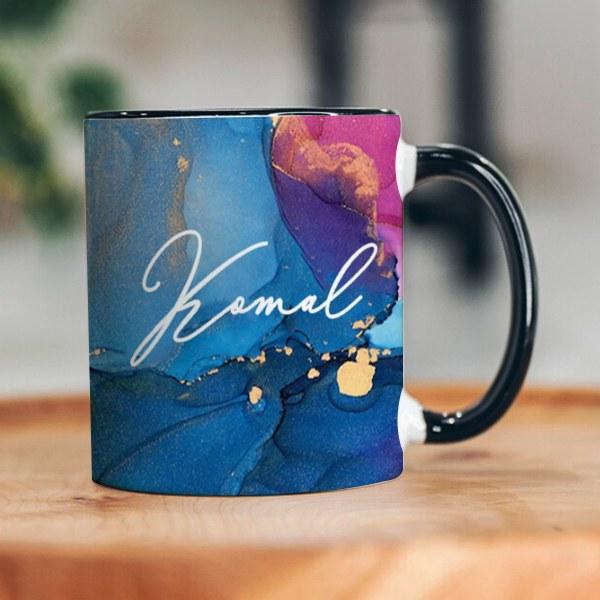 Blue Pink Marble Design Customized Photo Printed Coffee Mug