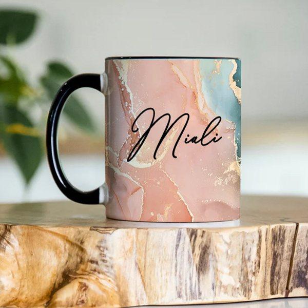 Peach Green Marble Design Customized Photo Printed Coffee Mug