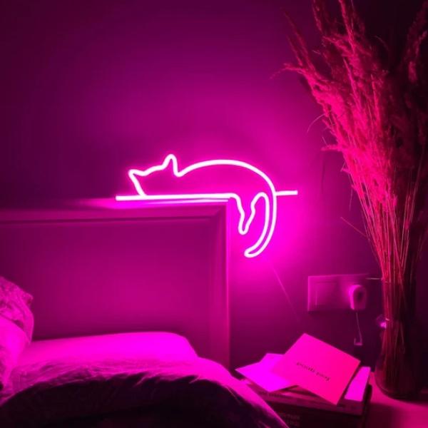 Sleepy Cat Neon Sign Wall Hanging