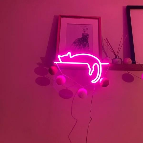 Sleepy Cat Neon Sign Wall Hanging