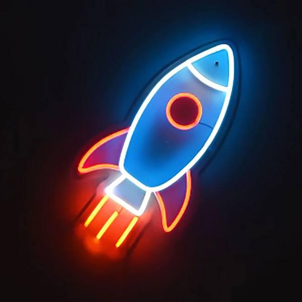 Spaceship Neon Sign Wall Hanging