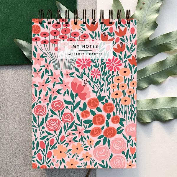 Notepad Rosa Buy Pink and Red Flower Fields Spiral Customized Photo Printed Notepad ...