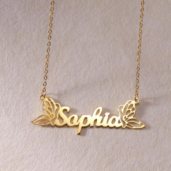 Modern Butterfly Name Customized Name Necklace Pendants