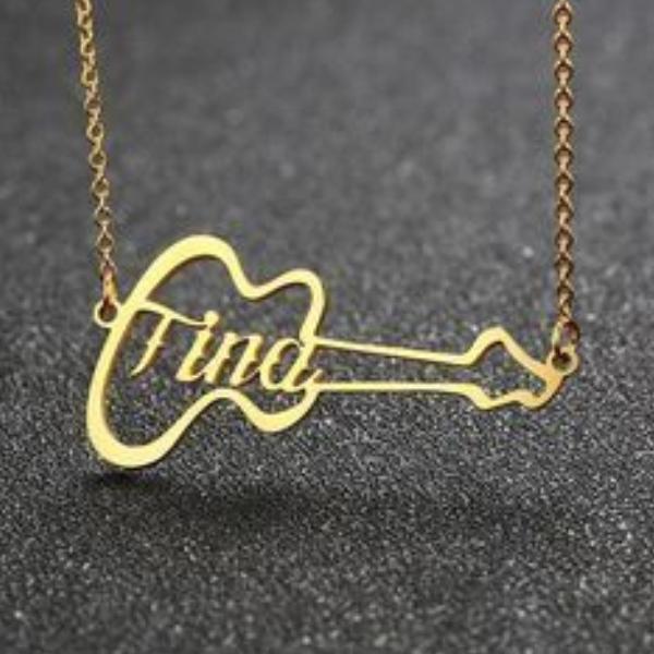 Guitar Design with Name Customized Name Necklace Pendants