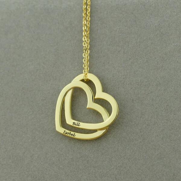 2 Heart Name  Customized Name Necklace Pendants