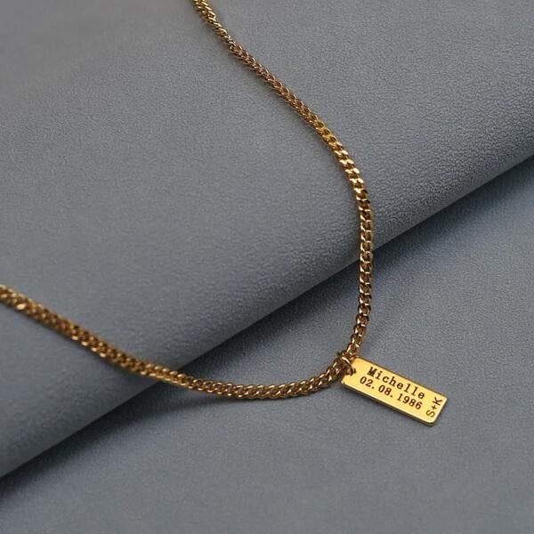 Modern Name with Date Customized Name Necklace Pendants