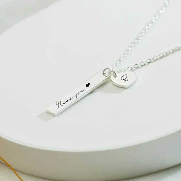 Vertical Bar Name Initial Customized Name Necklace Pendants