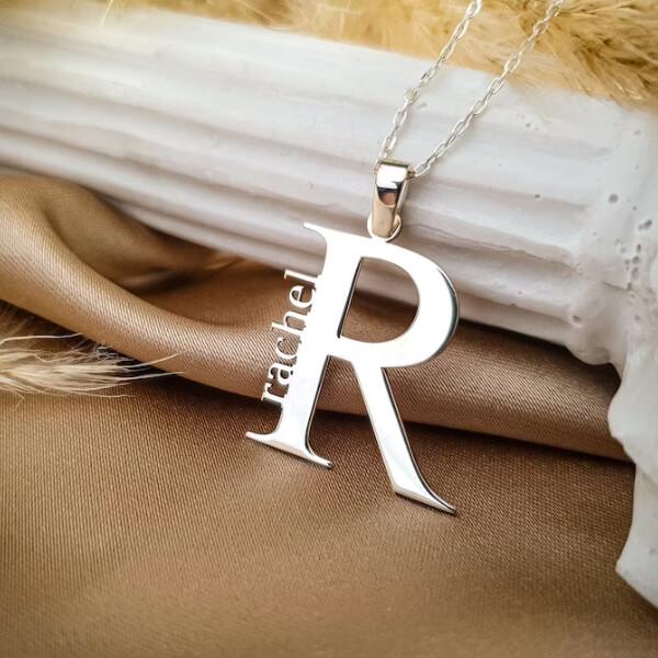 Gold Initial with Name Customized Name Necklace Pendants