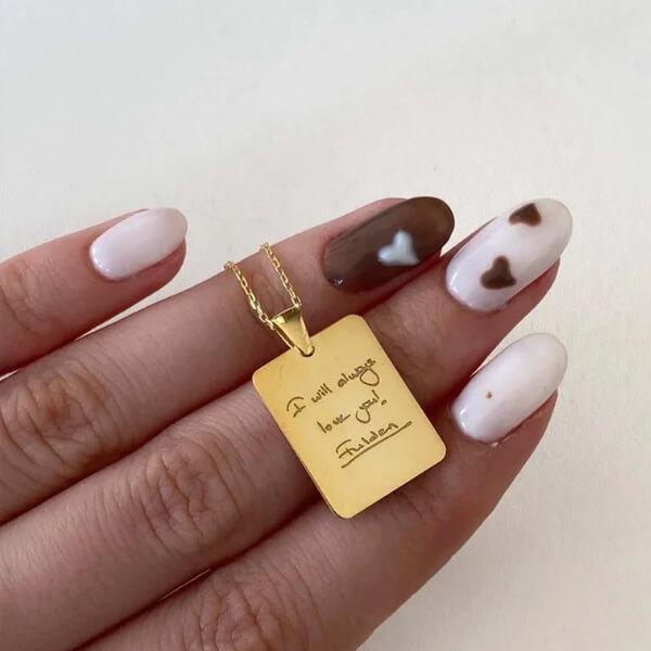 Modern Hand Writing Text Customized Name Necklace Pendants