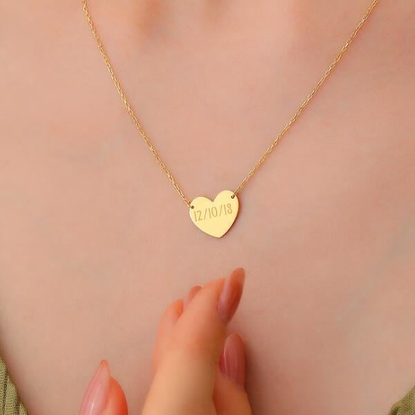 Heart Name or Date Customized Name Necklace Pendants