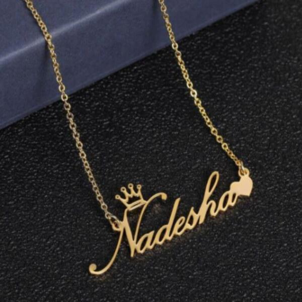 Crown Name with Heart Customized Name Necklace Pendants