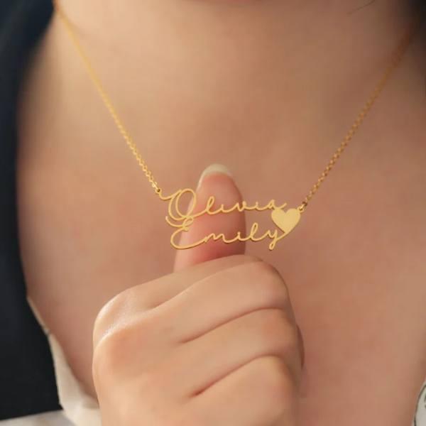 Gold Couple Name Customized Name Necklace Pendants