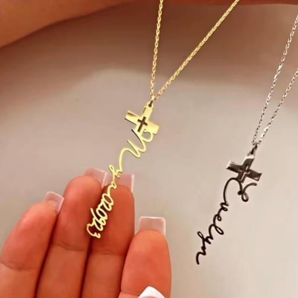 Cross Design with Name Customized Name Necklace Pendants
