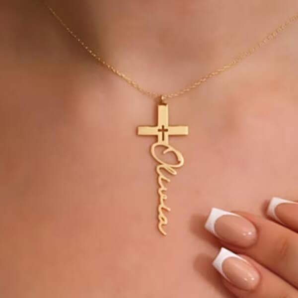 Cross Design with Name Customized Name Necklace Pendants