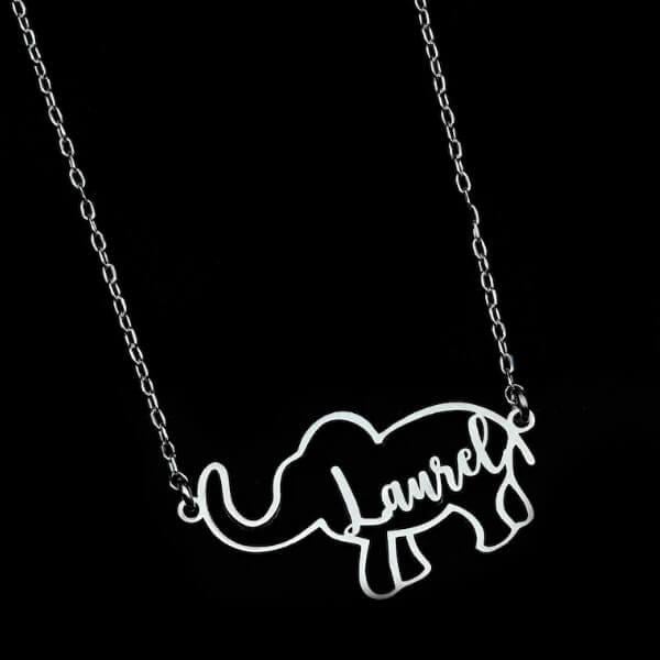 Elephant Shape Design Customized Name Necklace Pendants