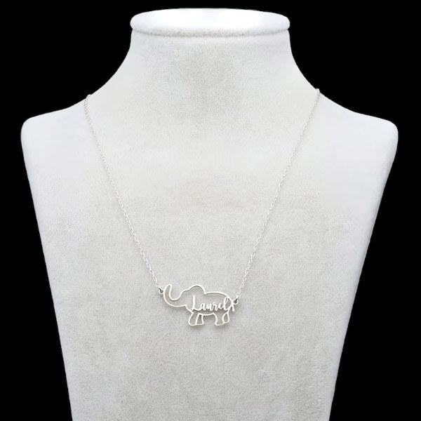 Elephant Shape Design Customized Name Necklace Pendants