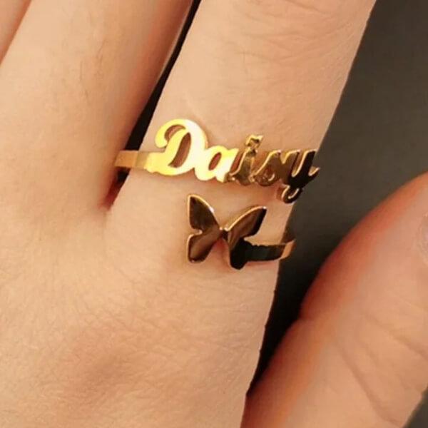 Butterfly Customized Unisex Name Rings