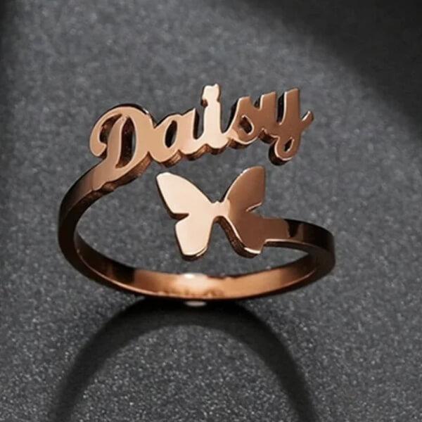 Butterfly Customized Unisex Name Rings