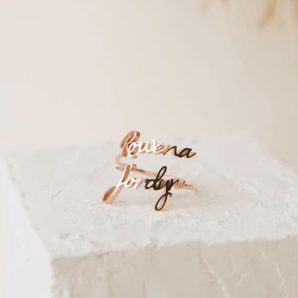 Two Names Customized Unisex Name Rings