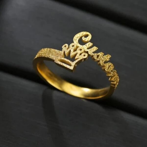 Crown Customized Unisex Name Rings