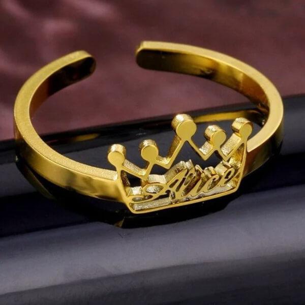 Crown Customized Unisex Name Rings