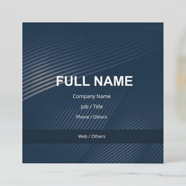 Blue Lines Customized Square Visiting Card