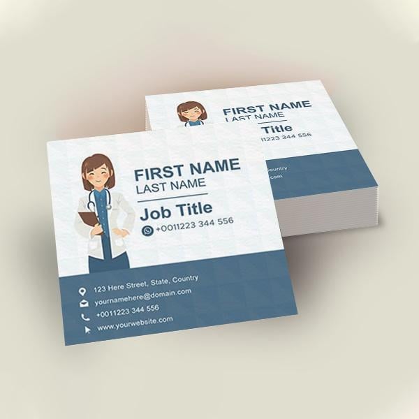 Animated Doctor Customized Square Visiting Card