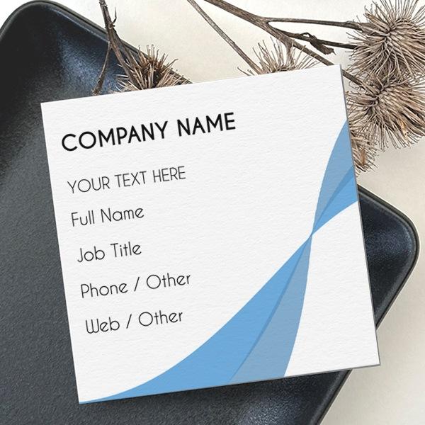 White and Blue Design Customized Square Visiting Card
