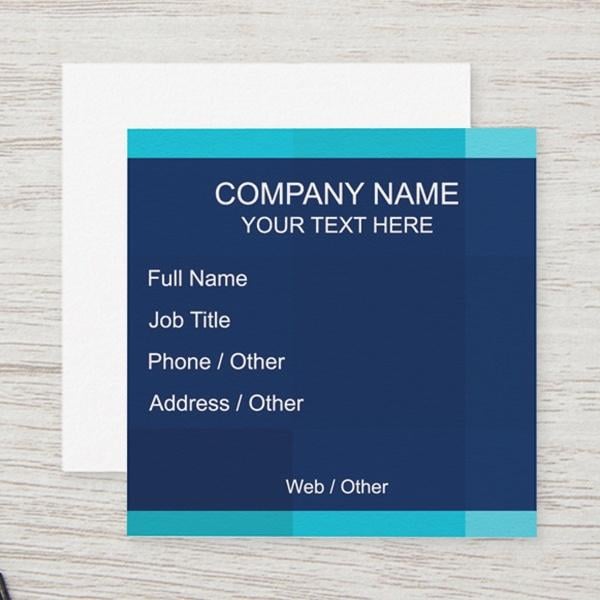 Blue Design Customized Square Visiting Card