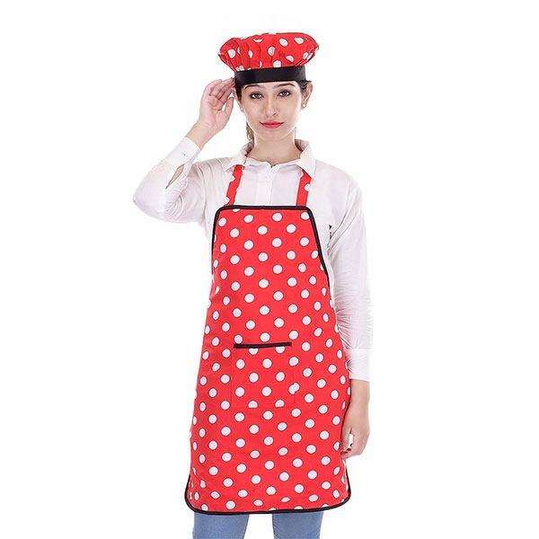 Red and White Customized Switchon Waterproof Cotton Kitchen Apron