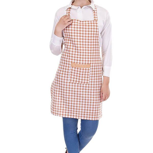 Brown and White Customized Switchon Cotton Chef's Apron with Cap for Home, Hotel and Restaurants
