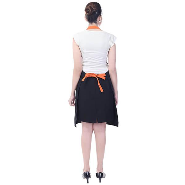 Orange & Black Customized Polyester Waterproof Kitchen Cooking Unisex Apron, Free Size