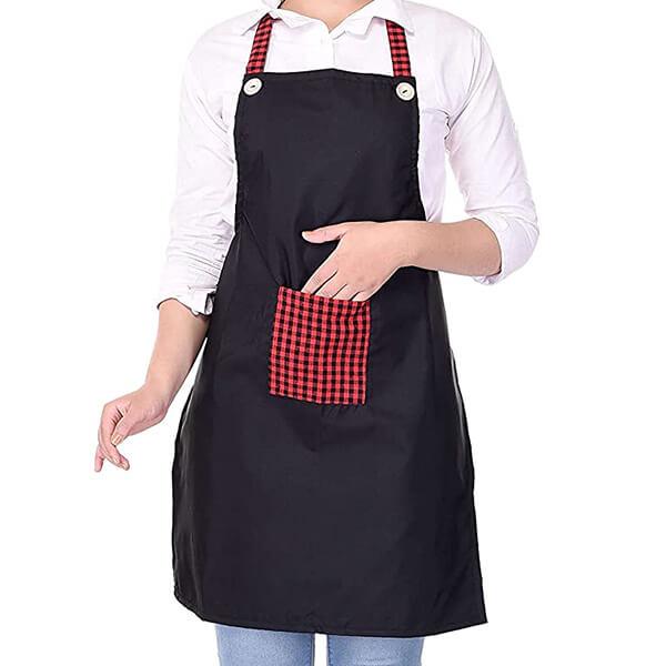 Maroon Customized Waterproof Polyester Kitchen Apron Free Size with Front Pocket
