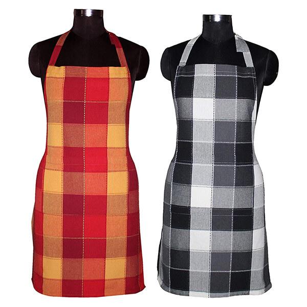 Red and Black Customized Check Design Apron Pack of 2