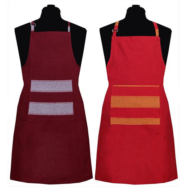 Maroon and Red Customized Apron Pack of 2