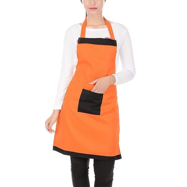 Orange Customized Polyester Waterproof Striped Free Size Chef's Cooking Kitchen Apron And Chef's Cap