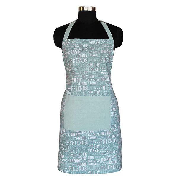 Light Blue Customized 100% Cotton Designer Apron, with 1 Center Pocket, Adjustable Buckle on Top and 2 Long Ties on Both Sides (Size -  65cm Width and 80cm Length)
